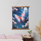 Ein chinesischer Mondmond, der mitten in Kirschblü Wandteppich Mit Holzrahmen (Schlafzimmer)