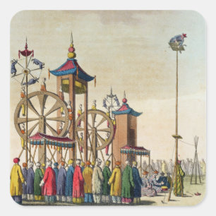 Ein chinesischer Zirkus, Illustration von 'Le Cost Quadratischer Aufkleber