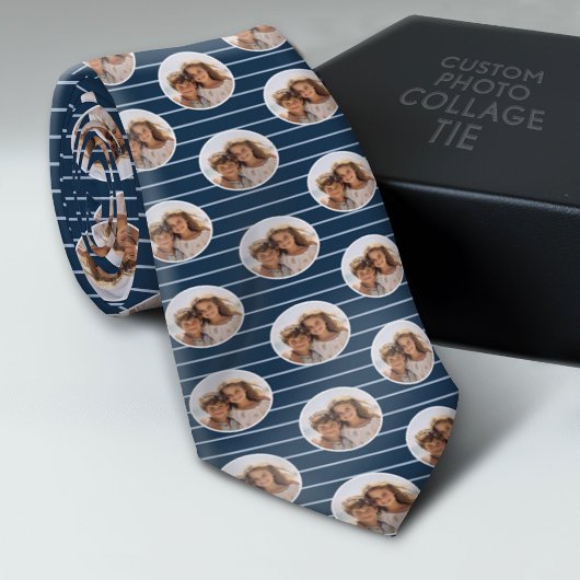 Ein Circle Foto mit blauen Streifen Krawatte