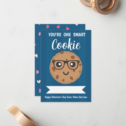 Ein cleverer Cookie - Valentinstag im Kinderklasse Mitteilungskarte (Vorderseite/Rückseite Beispiel)