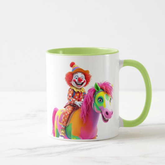 Ein Clown in Erbsenanzug und eine passende Hose. Tasse (Rechts)