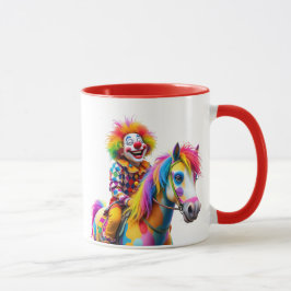 Ein Clown und sein buntes Pferd. Tasse