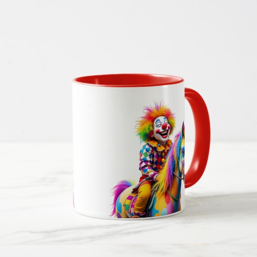 Ein Clown und sein buntes Pferd. Tasse (VorderseiteRechts)