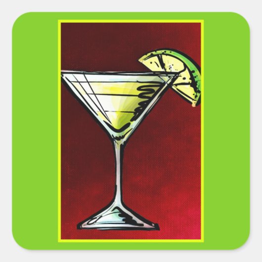 Ein Cocktail-Drink in einem Martini-Glas mit Limon Quadratischer Aufkleber (Vorderseite)