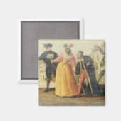 Ein Comedia Dell'Arte Troupe vor einer Renaissance Magnet (Vorderseite/Rückseite)