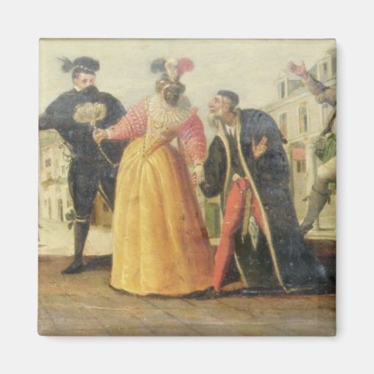 Ein Comedia Dell'Arte Troupe vor einer Renaissance Magnet (Vorne)