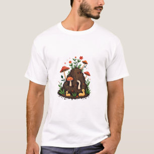 Ein Compost Pile umgeben von Pilzen, Würmern und T-Shirt