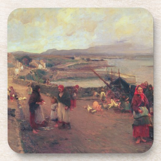 Ein Connemara Dorf - die Weise zum Hafen, 1898 Getränkeuntersetzer (Vorderseite)