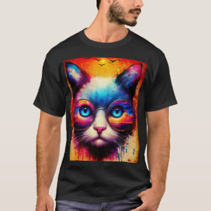 Ein Coole Katze illustriertes T-Shirt