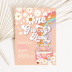 Ein cooler Baby Daisy Regenbogen 1. Geburtstag Einladung