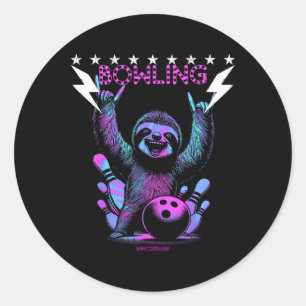 Ein Cooler Bowling mit Blitzschlag Runder Aufkleber