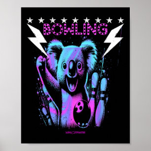 Ein Cooler Koala-Bären-Bowling mit Blitzschlag Poster