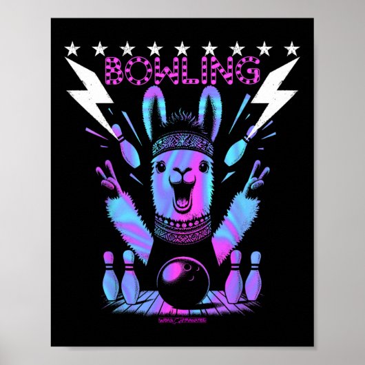 Ein Cooler Lama-Bowling mit Blitzschlag Poster (Vorne)