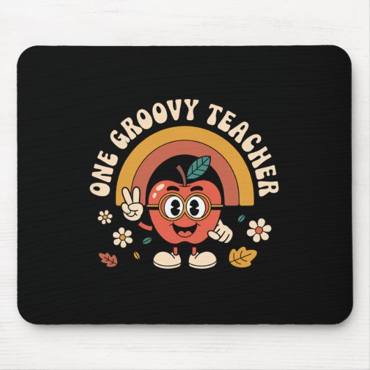 Ein cooler Lehrer Retro Apple Zurück zur Schule Mousepad (Vorne)
