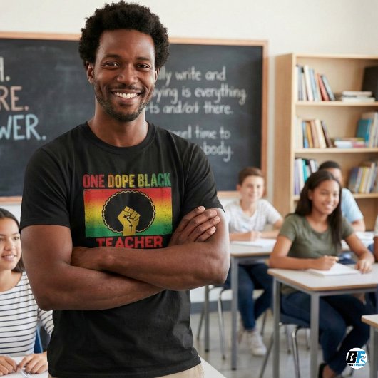 Ein cooler schwarzer Lehrer Afro Faust Schwarze Ge T-Shirt