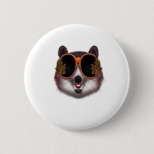 Ein Cooler Tanuki mit Verzierter Sonnenbrille Button (Vorderseite)