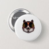 Ein Cooler Tanuki mit Verzierter Sonnenbrille Button (Vorne & Hinten)