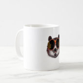 Ein Cooler Tanuki mit Verzierter Sonnenbrille Kaffeetasse (Vorderseite Links)