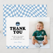Ein Cooler Typ Blue Happy Foto Boy 1. Geburtstag Dankeskarte (Vorne/Hinten)