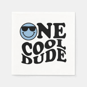 Ein Cooler Typ Blue Retro Preppy Smile Birthday Serviette