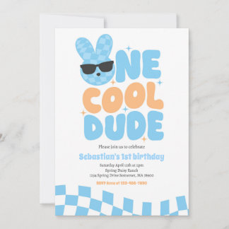 Ein Cooler Typ Boy Spring Bunny 1. Geburtstag Part Einladung