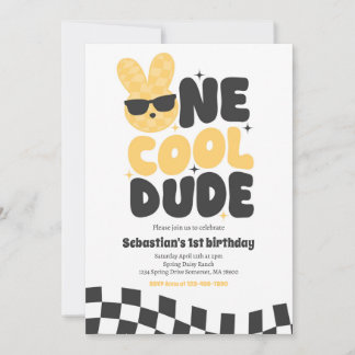 Ein Cooler Typ Boy Spring Bunny 1. Geburtstag Part Einladung