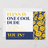 Ein Cooler Typ glücklich Gesicht Junge ersten Gebu Einladung (Vorderseite)