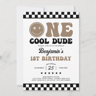 Ein Cooler Typ Happy Face Boy 1. Geburtstag Party Einladung