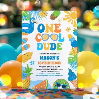 Ein Cooler Typ Tropical Summer 1. Geburtstag Party Einladung