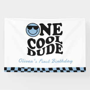 Ein Cooler Typ Wavy Blue Smile Face 1. Geburtstag Banner
