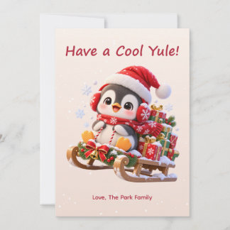 Ein cooler Yule süße Pinguin-Weihnachtskarte Feiertagskarte