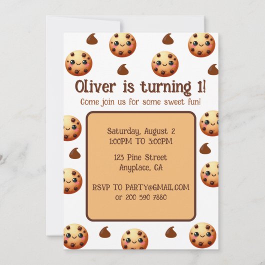 Ein Cooles Cookie 1. Geburtstag Einladung (Rückseite)
