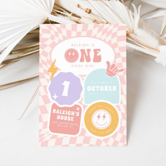 Ein Cooles Mädchen | 1. Retro Skater Geburtstag Einladung