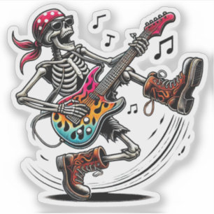 Ein cooles Rockstar-Skelett Aufkleber