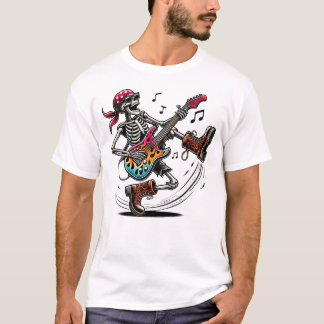 Ein cooles Rockstar-Skelett T-Shirt