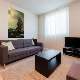 Ein cooles Schiff auf dem stürmischen Ozean | AI A Poster