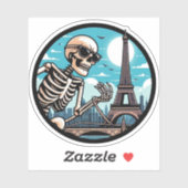 Ein cooles Skelett in Paris Aufkleber (Blatt)