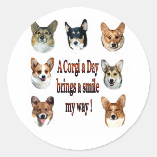 Ein Corgi am Tag bringt ein Lächeln 10 Runder Aufkleber