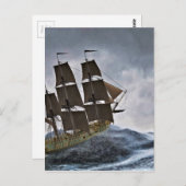Ein Corvette-Segelschiff im Sturm Postkarte (Vorne/Hinten)