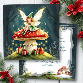 Ein Cottage Core Weihnachts-Fee-Pilz individuell Karte