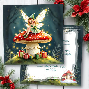 Ein Cottage Core Weihnachts-Fee-Pilz individuell Karte