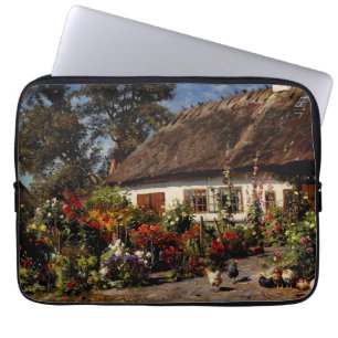 Ein Cottage-Garten mit Hühnern von Peder Monsted Laptopschutzhülle
