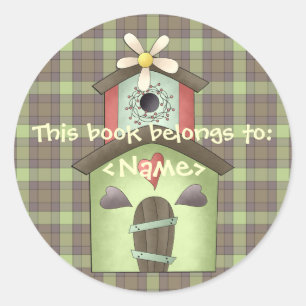 Ein Country Garden-Birdhouse-Buchsticker Runder Aufkleber