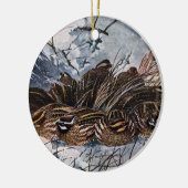 Ein Covey der virginischer Wachteln Keramikornament (Links)