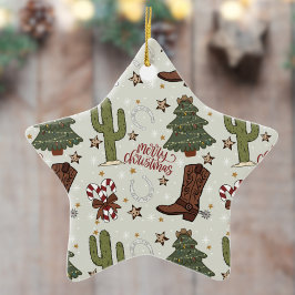 Ein Cowboy frohe Weihnachten Keramik Ornament