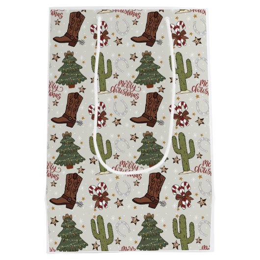 Ein Cowboy frohe Weihnachtsgeschenktasche Mittlere Geschenktüte (Rückseite)