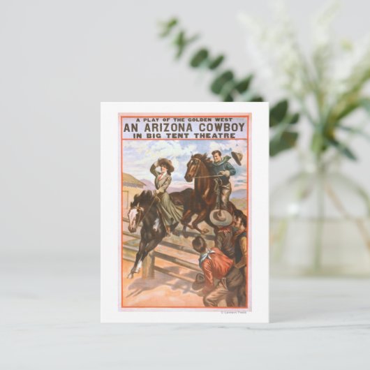 Ein Cowboy von Arizona im Big Zelt Theaterposter Postkarte (Stehend Vorderseite)