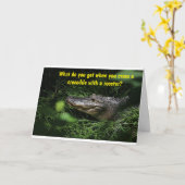 Ein Croc-a-doodle-doo und viel Glück zum Geburtsta Karte (Gelbe Blume)