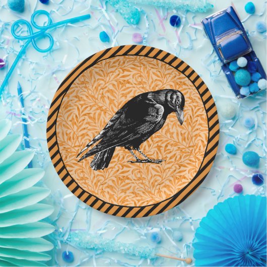 Ein Crow oder ein Raven Halloween Orange und Black Pappteller (Party)
