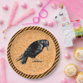 Ein Crow oder ein Raven Halloween Orange und Black Pappteller (Party)